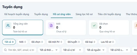 Màn hình hồ sơ ứng viên trong TUFOM HRM